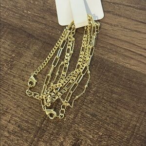Elegant 14k Gold plated 4 stack Chain Bracelet